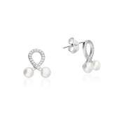 Cercei argint cu perle naturale albe si pietre DiAmanti AE20820RH-AS